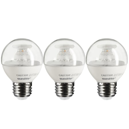 Sunlite LED G16 Globe Light Bulb, 7W 60W=, 500 Lumens, Dimmable, Medium E26 Base, 3PK 40289-SU